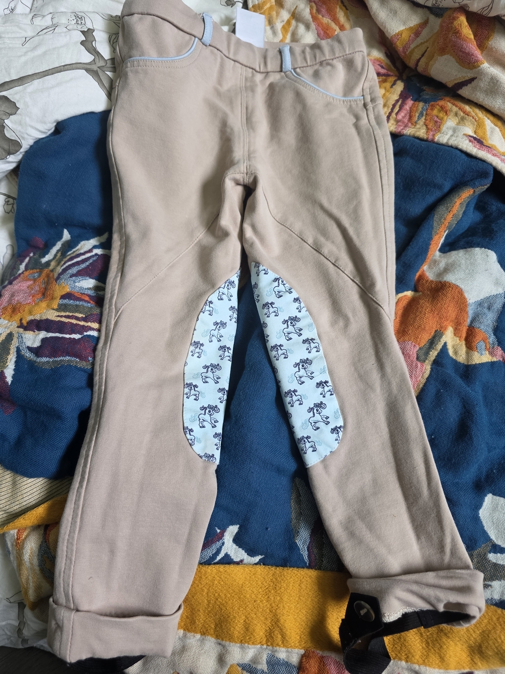 Belle & Bow Beige Equestrian Riding Breeches with Knee Patch